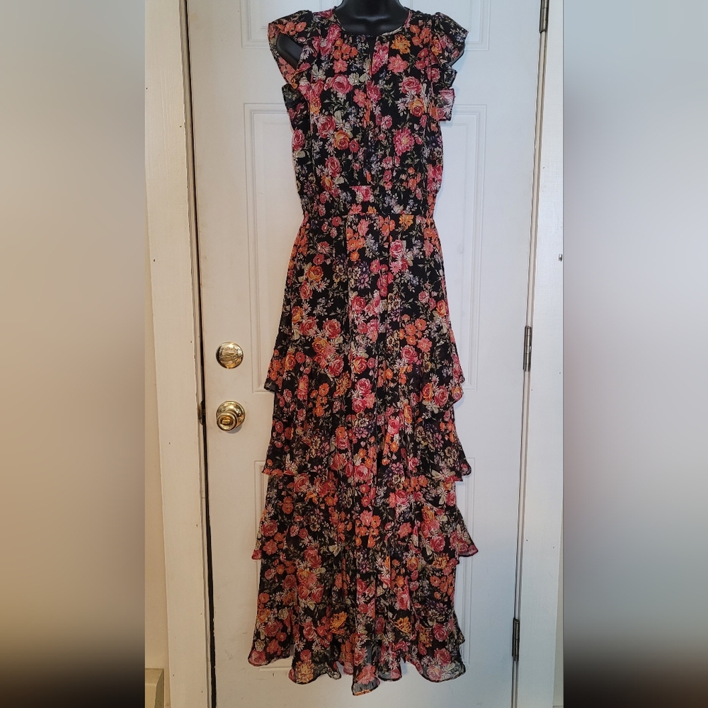 RACHEL Rachel Roy Black and Pink Maxi Dress